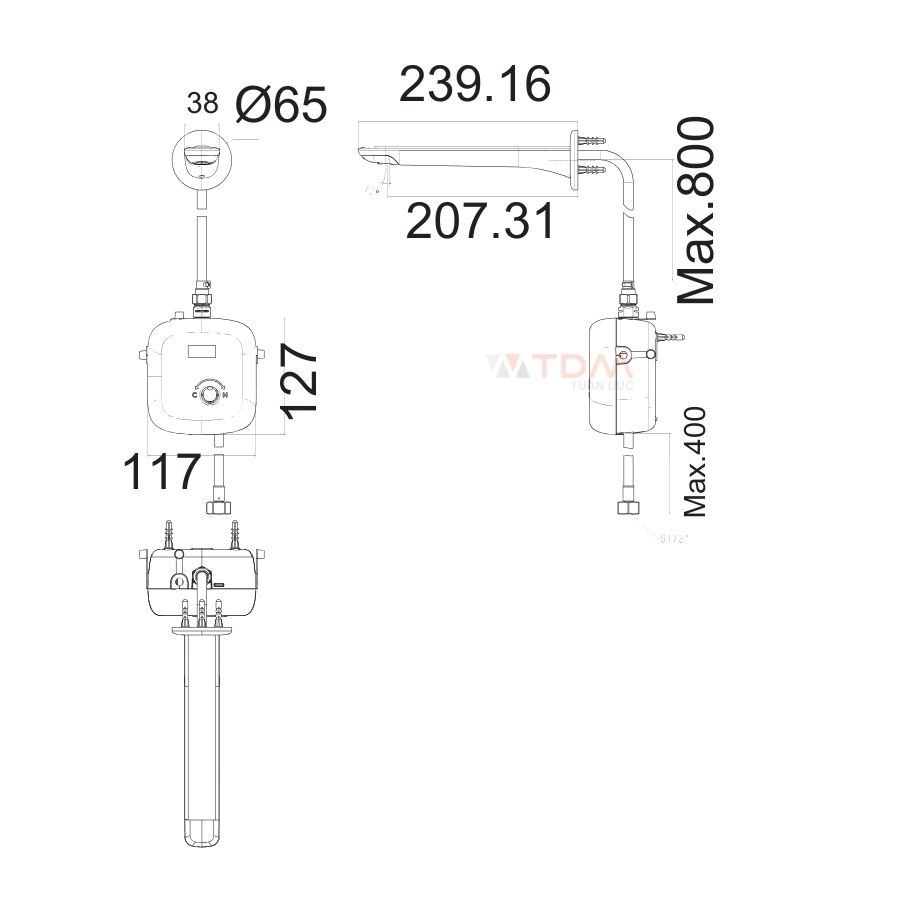 Bản vẽ kỹ thuật vòi 1130420000 AccuStream American size L
