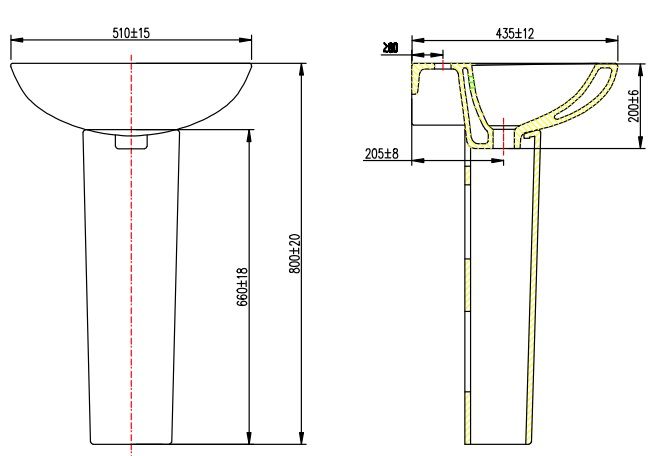 Bản vẽ chậu treo Jomoo 12103 1 11P I011