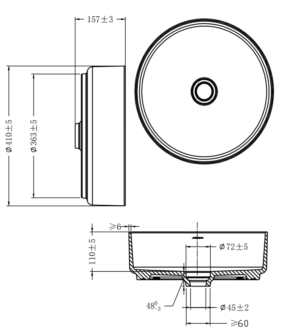Bản vẽ kích thước chậu rửa mặt Jomoo 12661 1 01K I011