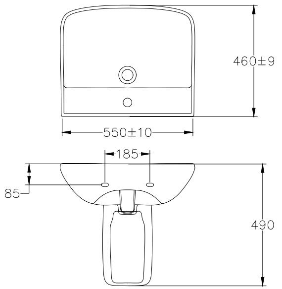 Bản vẽ chậu Jomoo 12809 1 11P I011 treo tường