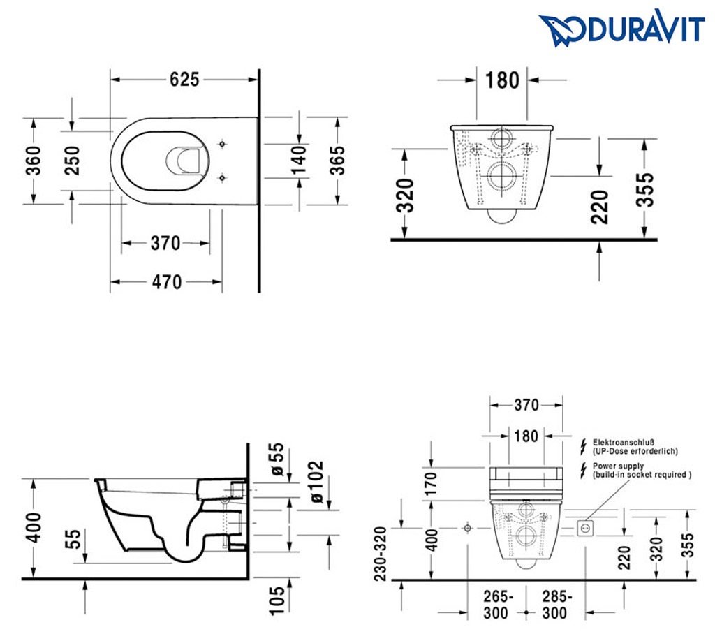 Bản vẽ bàn cầu 2544090000 Duravit