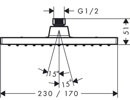 Bản vẽ bát sen trần Hansgrohe 26281007