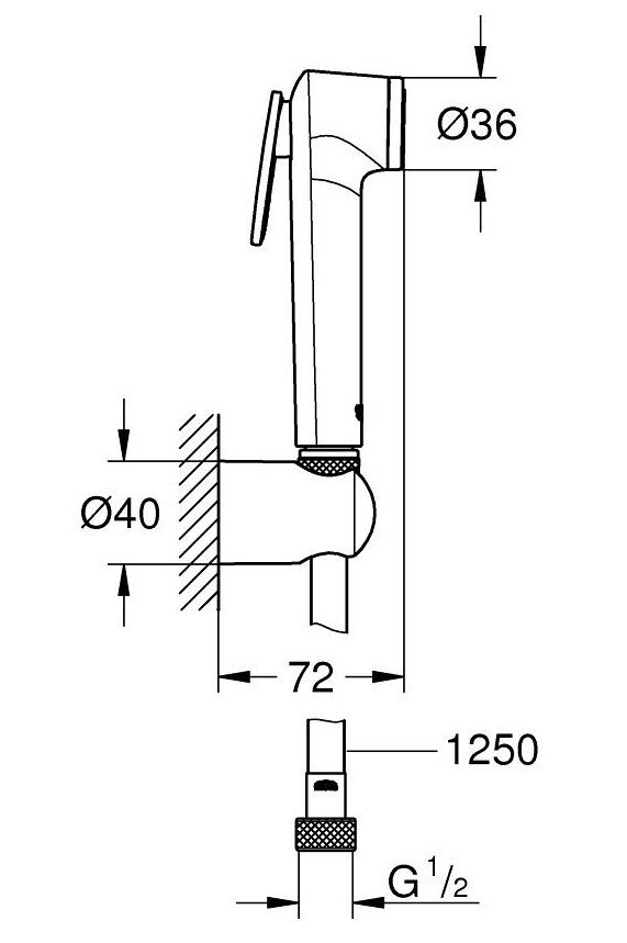 Bản vẽ kỹ thuật vòi xịt vệ sinh 26354000 Grohe