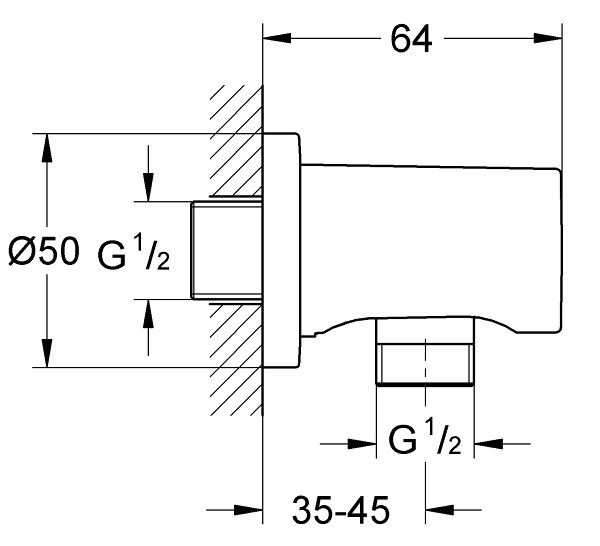 Bản vẽ kích thước đầu ra nước Grohe 27057000