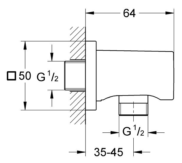 Bản vẽ kích thước đầu ra nước Rainshower Grohe 27076000