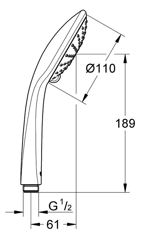 Bản vẽ kích thước tay sen Euphoria 27220000 Grohe