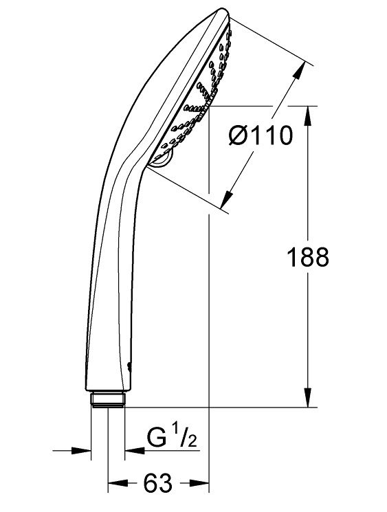 Bản vẽ kỹ thuật tay sen Euphoria 27221000 Grohe