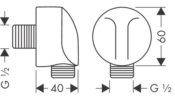 Bản vẽ cút nối tường Hansgrohe 27454000