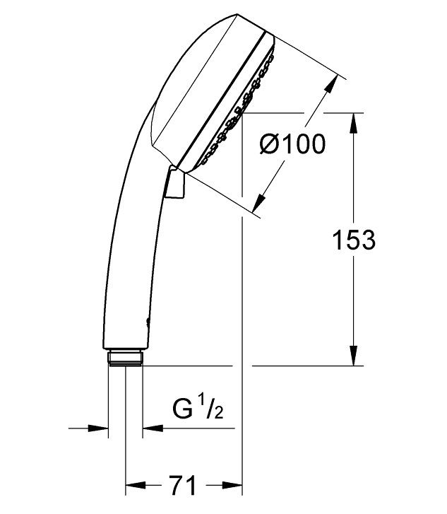 Bản vẽ kích thước tay sen 27573002 Grohe 100mm