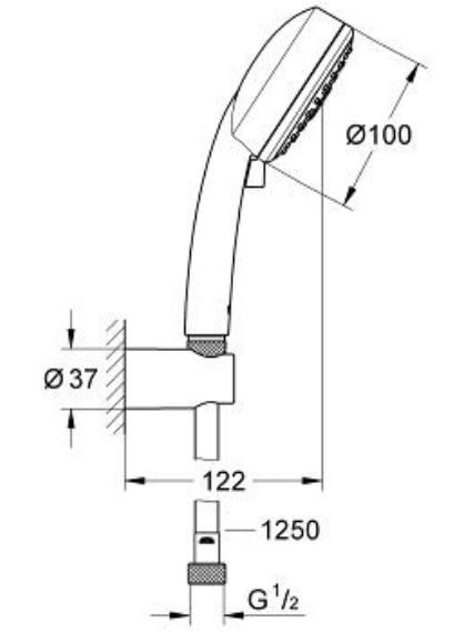 Bản vẽ kích thước tay sen Grohe 27586001