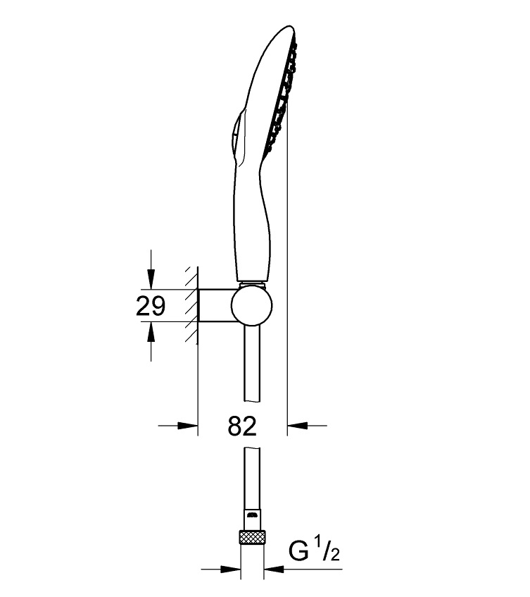 Bản vẽ kích thước tay sen 27742000 Grohe 130mm