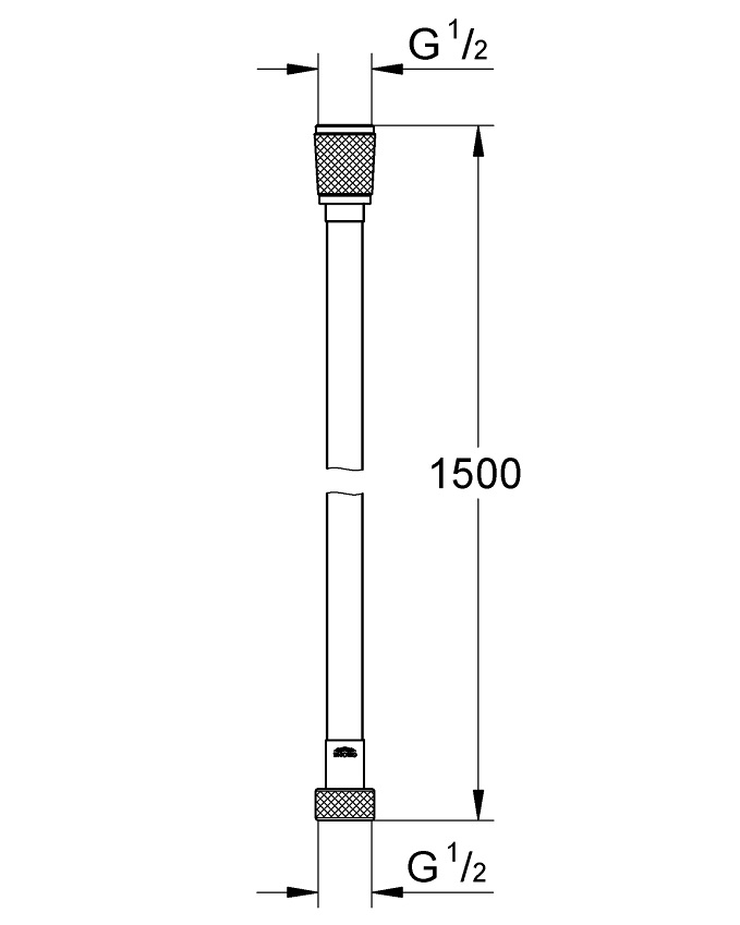 Bản vẽ kích thước dây sen tắm 28364000 Grohe 1500mm