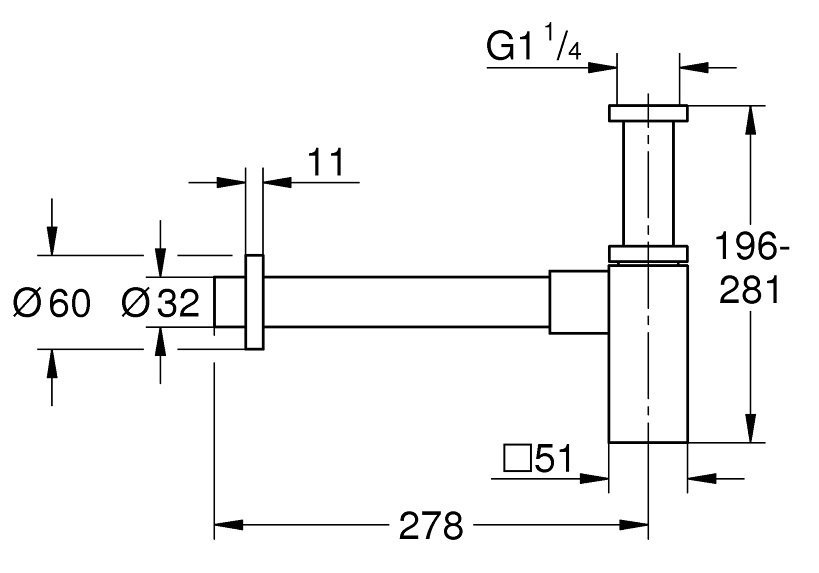 Bản vẽ co P thoát nước lavabo 40564000 Grohe