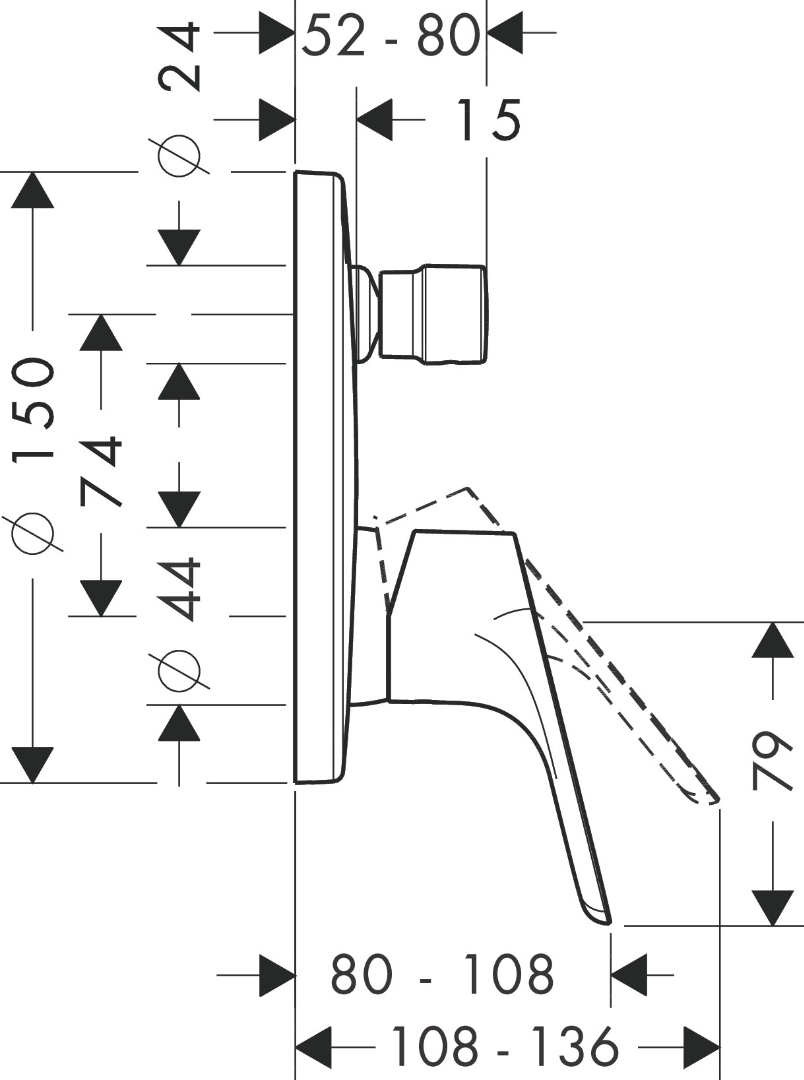 Bản vẽ van điều chỉnh nóng lạnh Hansgrohe 31945000