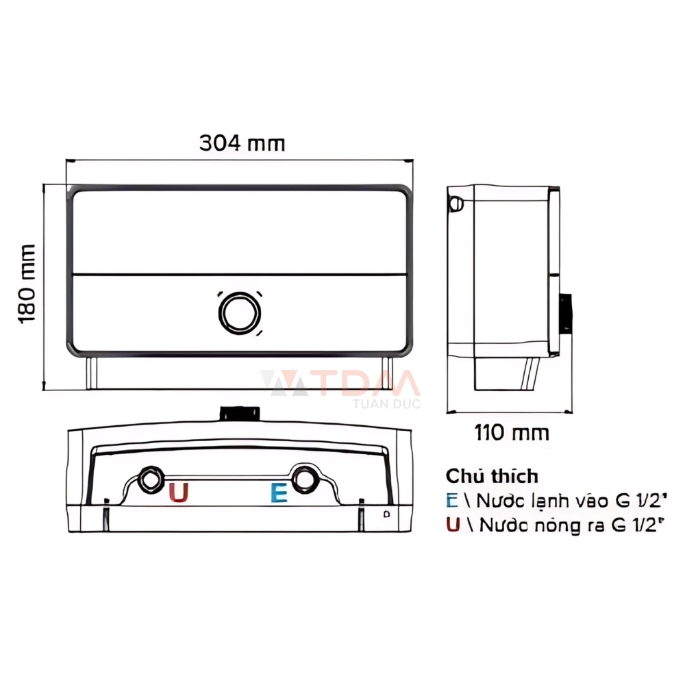 Bản vẽ kích thước máy nước nóng Ariston Aures Me 6