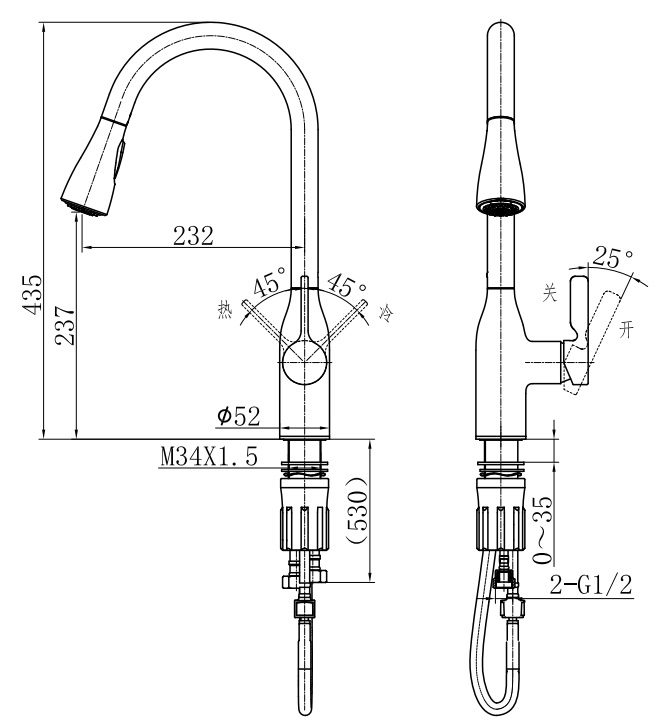 Bản vẽ vòi bát 331381231BZ Jomoo