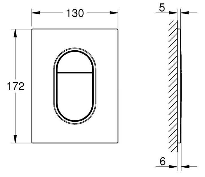 Bản vẽ nút nút xả nhấn gắn tường 37624000 Grohe