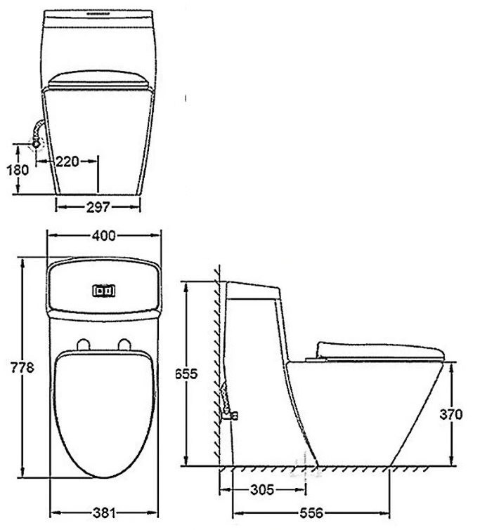 Bản vẽ kích thước bồn cầu 39316000 Grohe