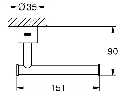 Bản vẽ kích thước lô giấy vệ sinh Atrio New 40313003 Grohe