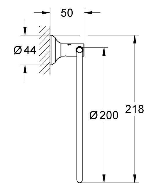 Bản vẽ kích thước vòng treo khăn 40655001 Grohe