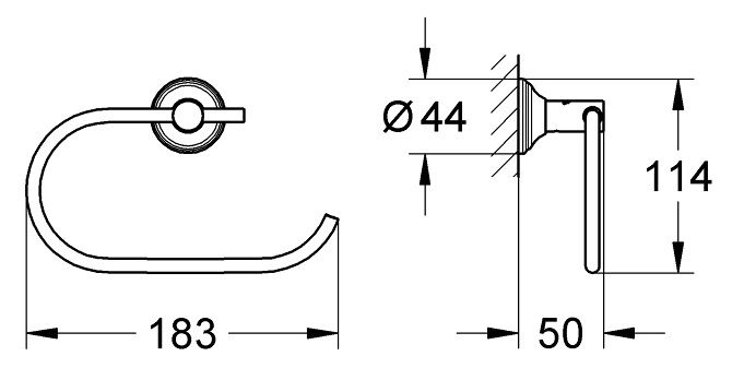 Bản vẽ kích thước lô giấy vệ sinh Essentials 40657001 Grohe