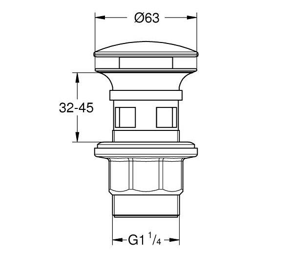 Bản vẽ nút xả nhấn chậu rửa mặt lavabo 40824000 Grohe