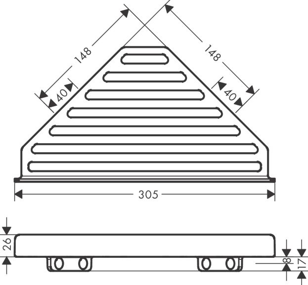 Bản vẽ kệ góc treo 41741007 Hansgrohe