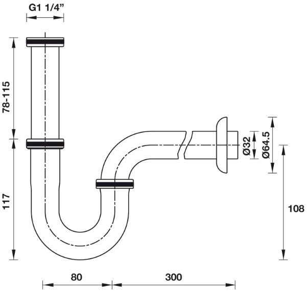 Bản vẽ ống thải chữ P Hafele 495.61.241