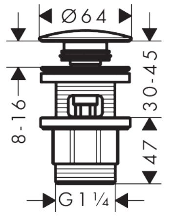 Bản vẽ nút nhấn 50105000 lavabo Hansgrohe