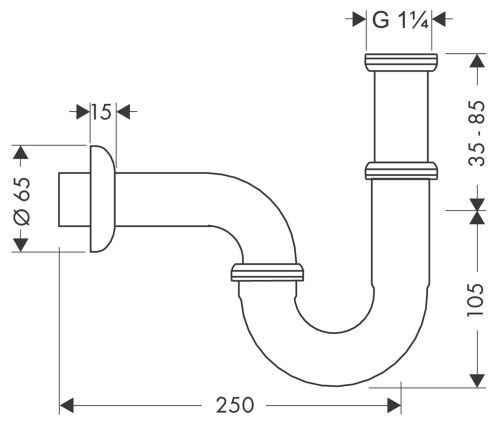 Bản vẽ ống thải chữ P 53002000 Hansgrohe