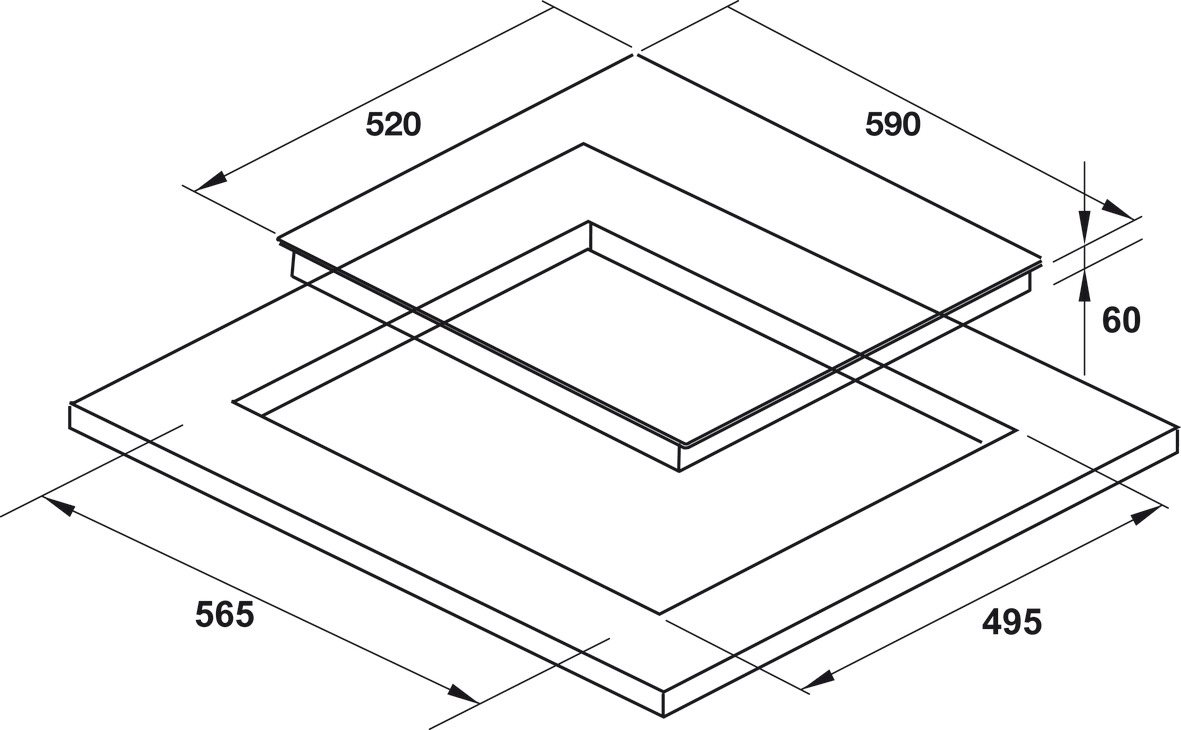 Bản vẽ kích thước bếp từ hafele 533.09.901 3 vùng nấu