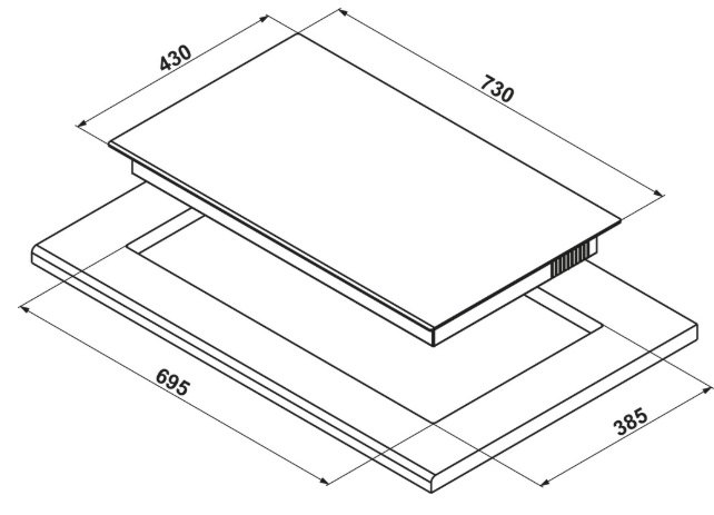 Bản vẽ bếp từ Hafele HC-I7326B 533.09.989 2 vùng nấu
