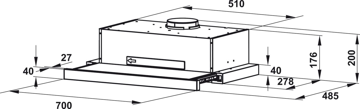 Bản vẽ kỹ thuật máy hút mùi âm tủ 533.86.817 Hafele
