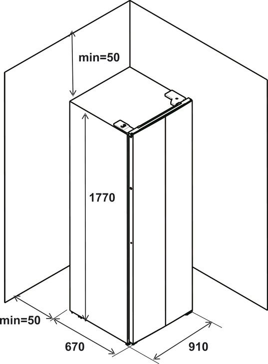 Bản vẽ kích thước tủ lạnh HF-SB6321FB 534.14.100 Hafele độc lập