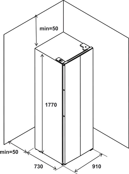 Bản vẽ kích thước tủ lạnh HFSB6321FB 534.14.110 Hafele độc lập
