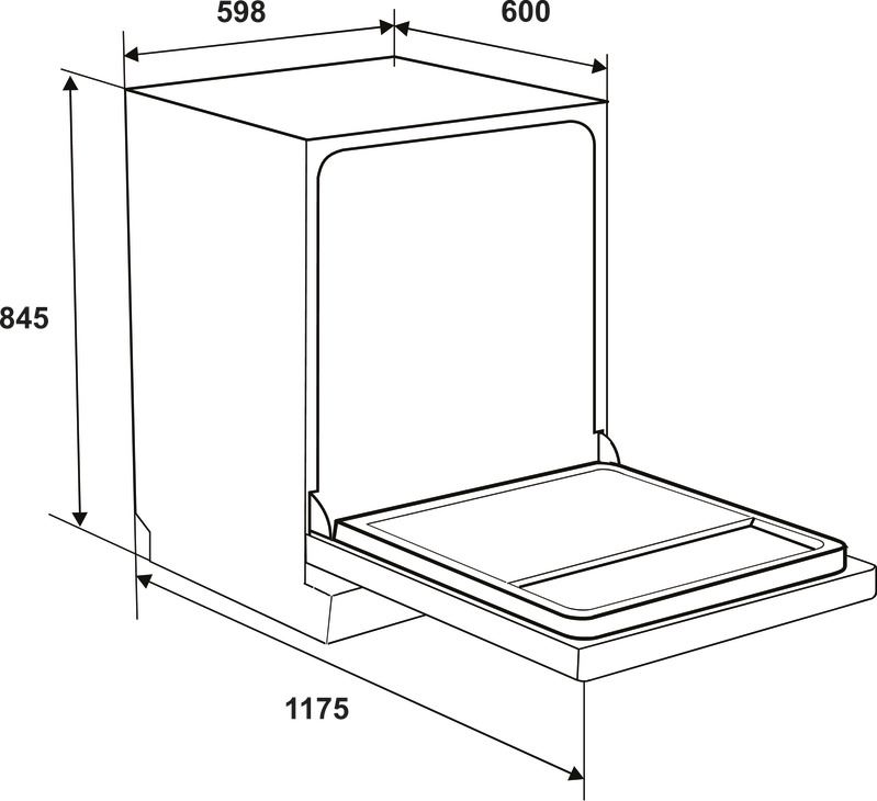 Bản vẽ kích thước máy rửa chén Hafele HDWF602TB