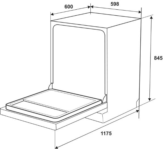 Bản vẽ máy rửa chén độc lập Hafele HDW-F601G