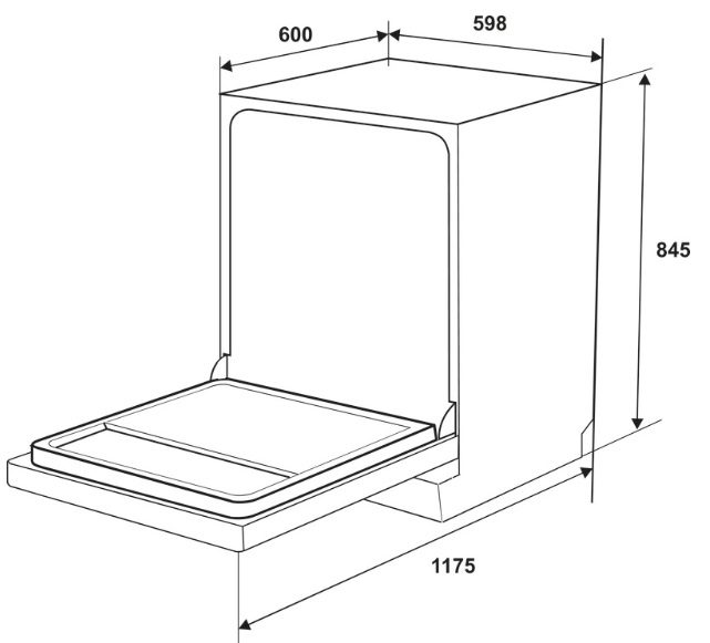 Bản vẽ máy rửa chén độc lập Hafele HDW-F6031G