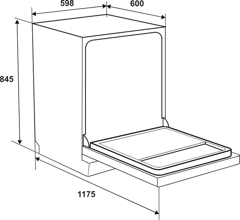 Bản vẽ kích thước máy rửa chén Hafele HDWF602TS