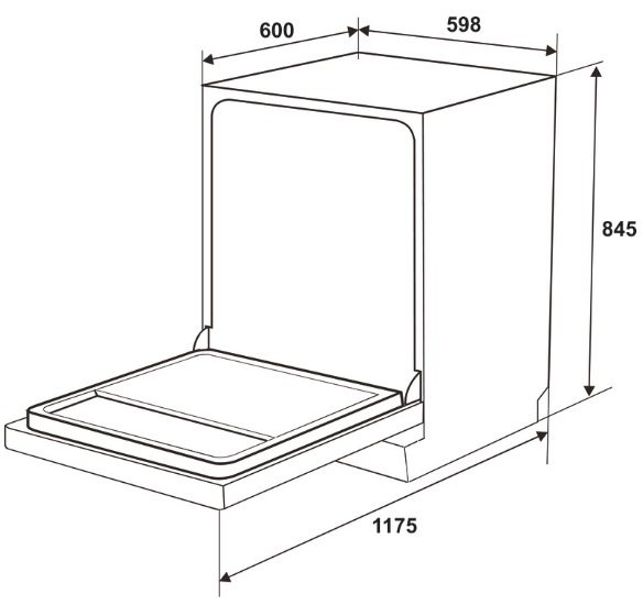 Bản vẽ máy rửa chén HDW-F6072B Hafele