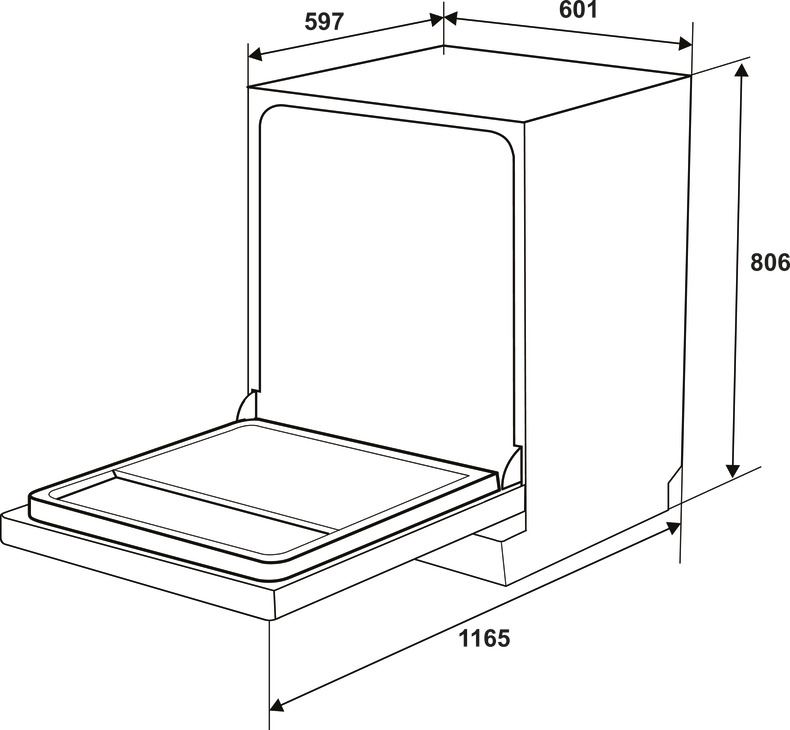 Bản vẽ kích thước máy rửa chén Hafele HDWF6012G
