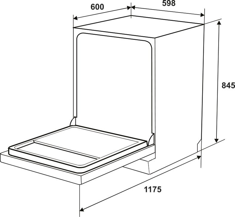 Bản vẽ kích thước máy rửa chén Hafele HDWF6053S