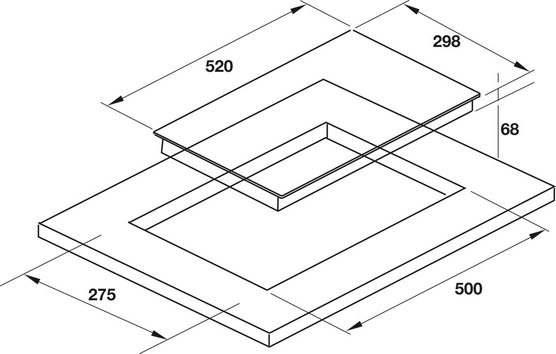 Bản vẽ bếp điện từ 535.02.222 Hafele 2 vùng nấu