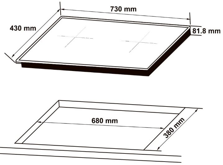 Bản vẽ bếp từ Hafele 536.61.365 2 vùng nấu