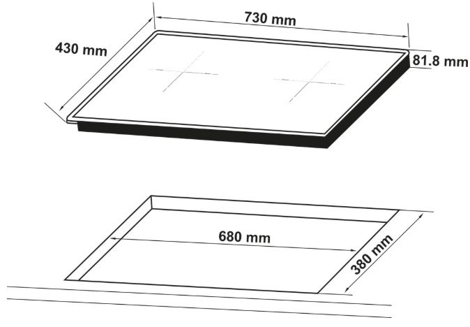 Bản vẽ bếp từ Hafele HC-I73242B 2 vùng nấu