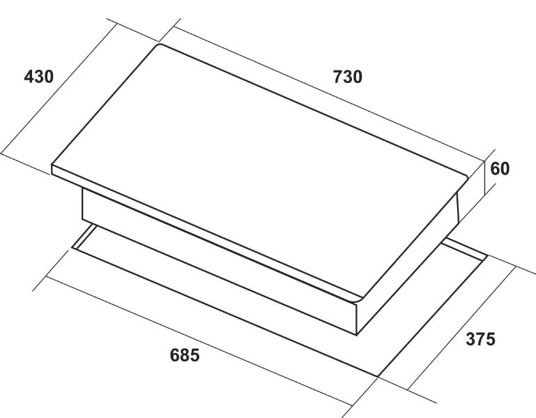 Bản vẽ bếp từ Hafele 536.61.859 2 vùng nấu âm