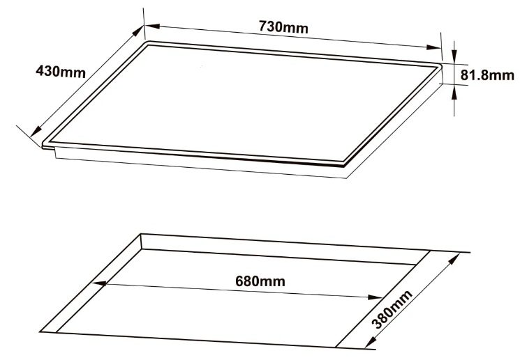 Bản vẽ bếp từ Hafele 536.61.886 2 vùng nấu