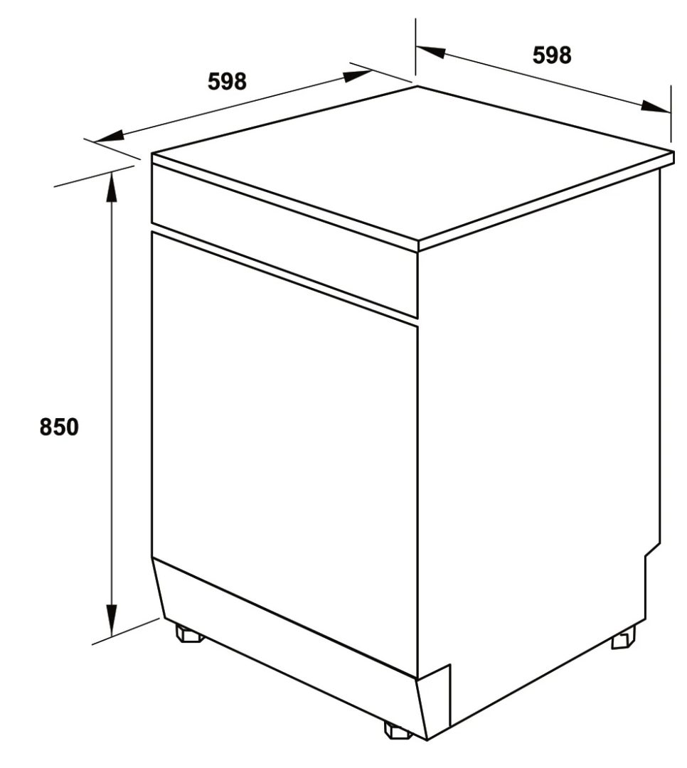 Bản vẽ kích thước máy rửa chén Hafele HDWF6081B 