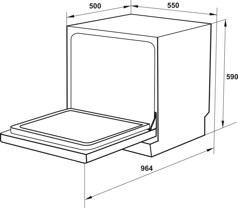 Bản vẽ máy rửa chén 538.21.350 Hafele đặt bàn
