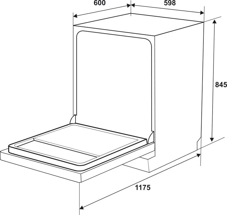 Bản vẽ kích thước máy rửa chén Hafele HDWF605B